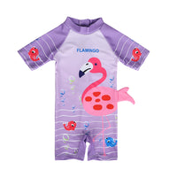 Load image into Gallery viewer, Baby Kid Girls Letters Color-blocking Flamingo Star Unicorn Print Beach Rompers Swimwears Wholesale 220606240
