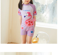 Load image into Gallery viewer, Baby Kid Girls Letters Color-blocking Flamingo Star Unicorn Print Beach Rompers Swimwears Wholesale 220606240
