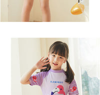 Load image into Gallery viewer, Baby Kid Girls Letters Color-blocking Flamingo Star Unicorn Print Beach Rompers Swimwears Wholesale 220606240
