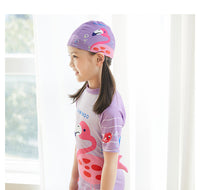 Load image into Gallery viewer, Baby Kid Girls Letters Color-blocking Flamingo Star Unicorn Print Beach Rompers Swimwears Wholesale 220606240
