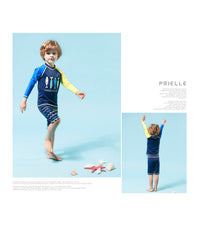 Load image into Gallery viewer, 3 Pieces Set Kid Boys Beach Animals Cartoon Print Tops And Shorts And Hats Swimwears Wholesale 22060625
