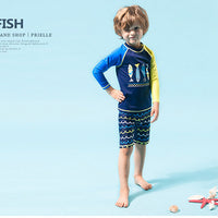 Load image into Gallery viewer, 3 Pieces Set Kid Boys Beach Animals Cartoon Print Tops And Shorts And Hats Swimwears Wholesale 22060625
