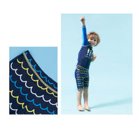 Load image into Gallery viewer, 3 Pieces Set Kid Boys Beach Animals Cartoon Print Tops And Shorts And Hats Swimwears Wholesale 22060625
