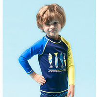 Load image into Gallery viewer, 3 Pieces Set Kid Boys Beach Animals Cartoon Print Tops And Shorts And Hats Swimwears Wholesale 22060625
