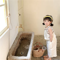 Load image into Gallery viewer, 2 Pieces Set Baby Kid Girls Flower Embroidered Tank Tops And Solid Color Pants Wholesale 220606258
