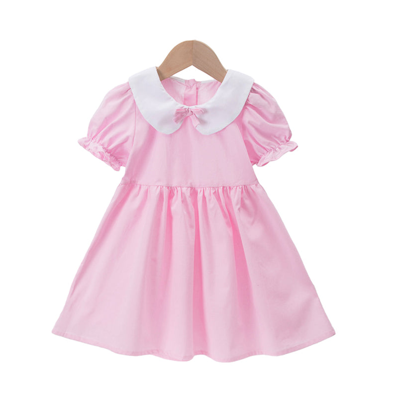 Baby Kid Girls Color-blocking Bow Dresses Wholesale 220606262