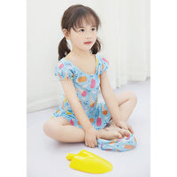 Load image into Gallery viewer, Kid Girls Flower Cartoon Print Beach Rompers Swimwears Wholesale 22060628

