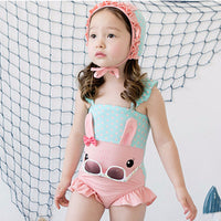 Load image into Gallery viewer, Kid Girls Animals Cartoon Print Beach Rompers Swimwears And Hats Wholesale 22060633
