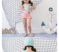 Load image into Gallery viewer, Kid Girls Animals Cartoon Print Beach Rompers Swimwears And Hats Wholesale 22060633
