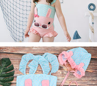 Load image into Gallery viewer, Kid Girls Animals Cartoon Print Beach Rompers Swimwears And Hats Wholesale 22060633
