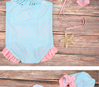 Load image into Gallery viewer, Kid Girls Animals Cartoon Print Beach Rompers Swimwears And Hats Wholesale 22060633
