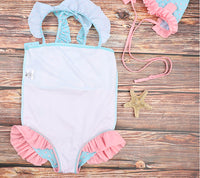 Load image into Gallery viewer, Kid Girls Animals Cartoon Print Beach Rompers Swimwears And Hats Wholesale 22060633
