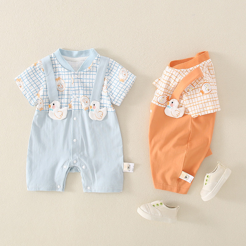 Baby Unisex Checked Animals Jumpsuits Wholesale 220606345