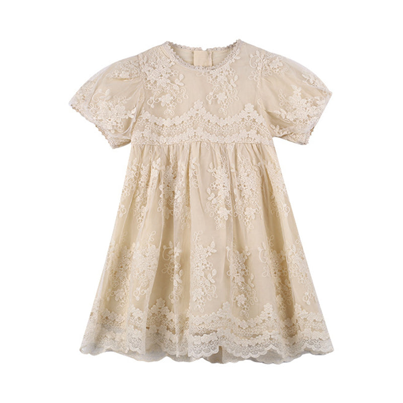 Baby Kid Girls Solid Color Flower Embroidered Dresses Wholesale 220606369
