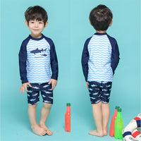 Load image into Gallery viewer, 3 Pieces Set Kid Boys Beach Animals Cartoon Print Tops And Shorts And Swimwears Hats Wholesale 22060640
