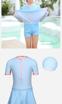 Load image into Gallery viewer, Kid Big Kid Girls Striped Rompers Swimwears And Hats Wholesale 220606417
