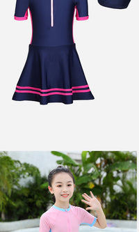 Load image into Gallery viewer, Kid Big Kid Girls Striped Rompers Swimwears And Hats Wholesale 220606417
