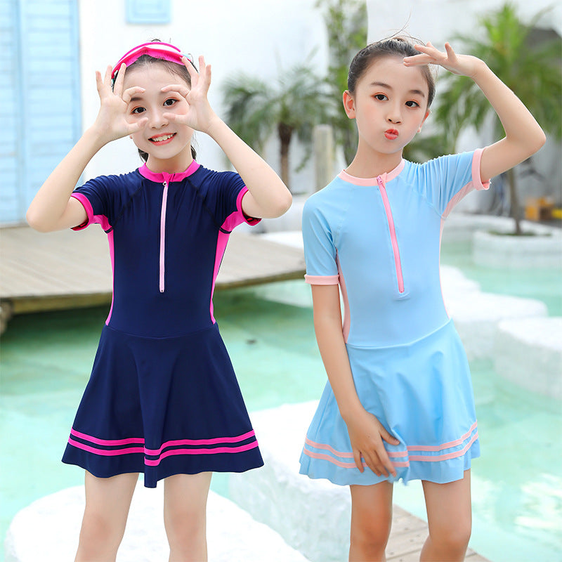 Kid Big Kid Girls Striped Rompers Swimwears And Hats Wholesale 220606417