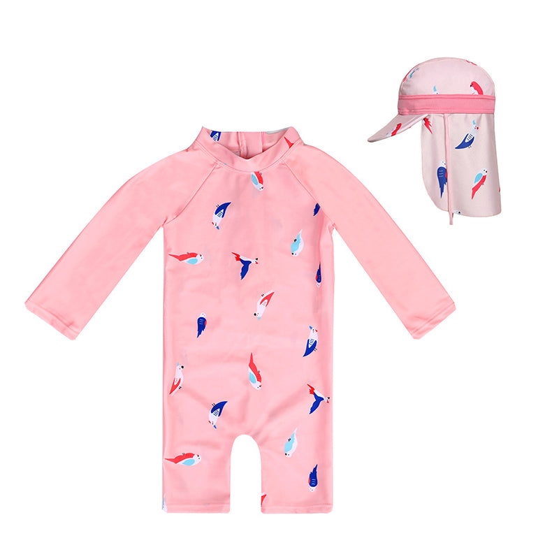 Baby Kid Girls Color-blocking Animals Print Beach Rompers Swimwears Wholesale 22060646
