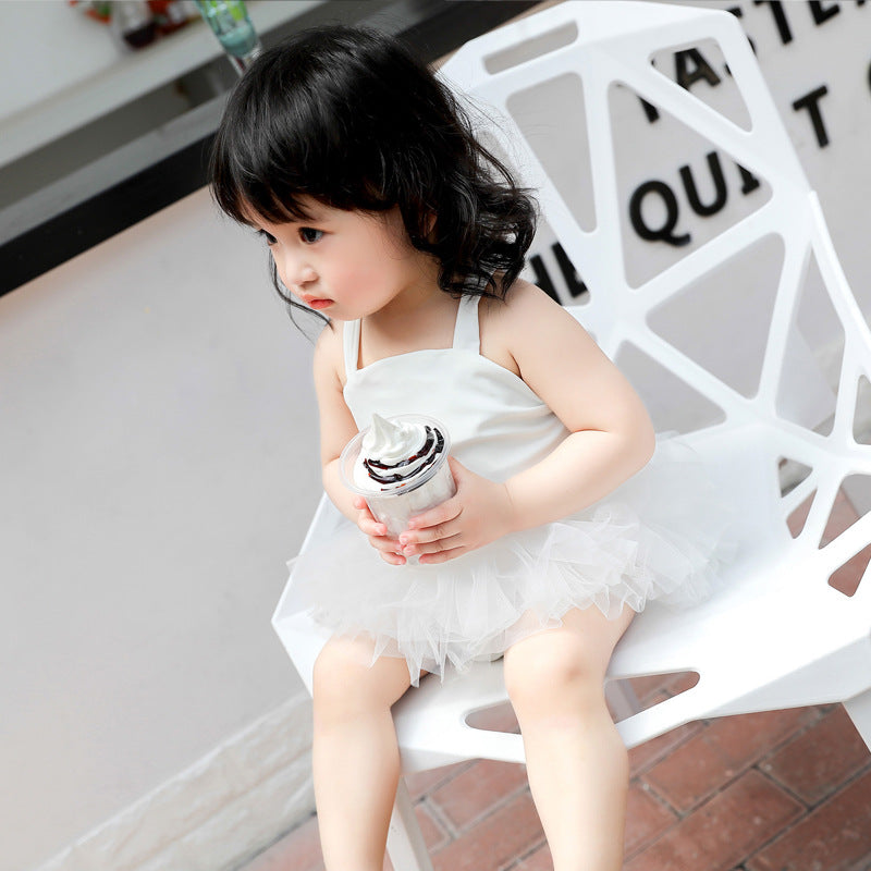 Baby Kid Girls Solid Color Lace Beach Rompers Swimwears Wholesale 22060650