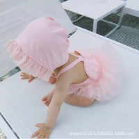 Load image into Gallery viewer, Baby Kid Girls Solid Color Lace Beach Rompers Swimwears Wholesale 22060650
