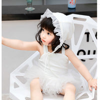 Load image into Gallery viewer, Baby Kid Girls Solid Color Lace Beach Rompers Swimwears Wholesale 22060650
