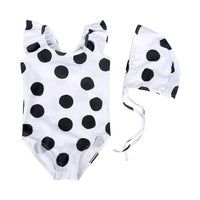 Load image into Gallery viewer, Baby Kid Girls Polka dots Print Beach Rompers Swimwears Accessories Hats Wholesale 22060651
