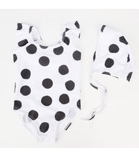 Load image into Gallery viewer, Baby Kid Girls Polka dots Print Beach Rompers Swimwears Accessories Hats Wholesale 22060651
