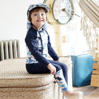 Load image into Gallery viewer, 2 Pieces Set Kid Boys Beach Color-blocking Print Tops And Ribbon Pants Swimwears Wholesale 22060675
