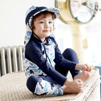 Load image into Gallery viewer, 2 Pieces Set Kid Boys Beach Color-blocking Print Tops And Ribbon Pants Swimwears Wholesale 22060675
