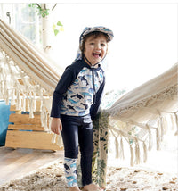 Load image into Gallery viewer, 2 Pieces Set Kid Boys Beach Color-blocking Print Tops And Ribbon Pants Swimwears Wholesale 22060675
