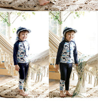 Load image into Gallery viewer, 2 Pieces Set Kid Boys Beach Color-blocking Print Tops And Ribbon Pants Swimwears Wholesale 22060675
