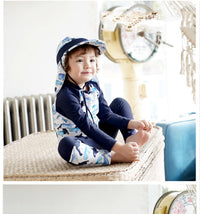 Load image into Gallery viewer, 2 Pieces Set Kid Boys Beach Color-blocking Print Tops And Ribbon Pants Swimwears Wholesale 22060675
