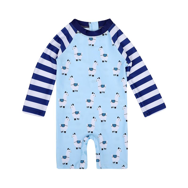 Baby Kid Boys Striped Color-blocking Cartoon Print Beach Jumpsuits Swimwears Wholesale 22060677