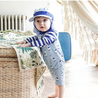 Load image into Gallery viewer, Baby Kid Boys Striped Color-blocking Cartoon Print Beach Jumpsuits Swimwears Wholesale 22060677
