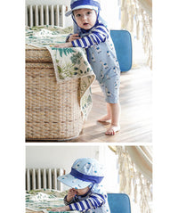 Load image into Gallery viewer, Baby Kid Boys Striped Color-blocking Cartoon Print Beach Jumpsuits Swimwears Wholesale 22060677
