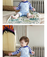 Load image into Gallery viewer, Baby Kid Boys Striped Color-blocking Cartoon Print Beach Jumpsuits Swimwears Wholesale 22060677
