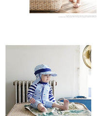 Load image into Gallery viewer, Baby Kid Boys Striped Color-blocking Cartoon Print Beach Jumpsuits Swimwears Wholesale 22060677
