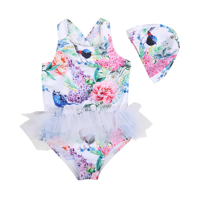 Baby Kid Girls Flower Fruit Butterfly Print Beach Rompers Swimwears Wholesale 22060679