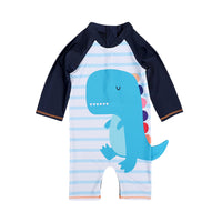 Load image into Gallery viewer, Baby Kid Boys Striped Color-blocking Dinosaur Print Beach Jumpsuits Swimwears Wholesale 22060682
