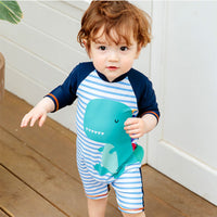 Load image into Gallery viewer, Baby Kid Boys Striped Color-blocking Dinosaur Print Beach Jumpsuits Swimwears Wholesale 22060682
