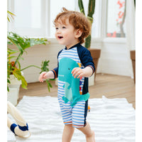 Load image into Gallery viewer, Baby Kid Boys Striped Color-blocking Dinosaur Print Beach Jumpsuits Swimwears Wholesale 22060682
