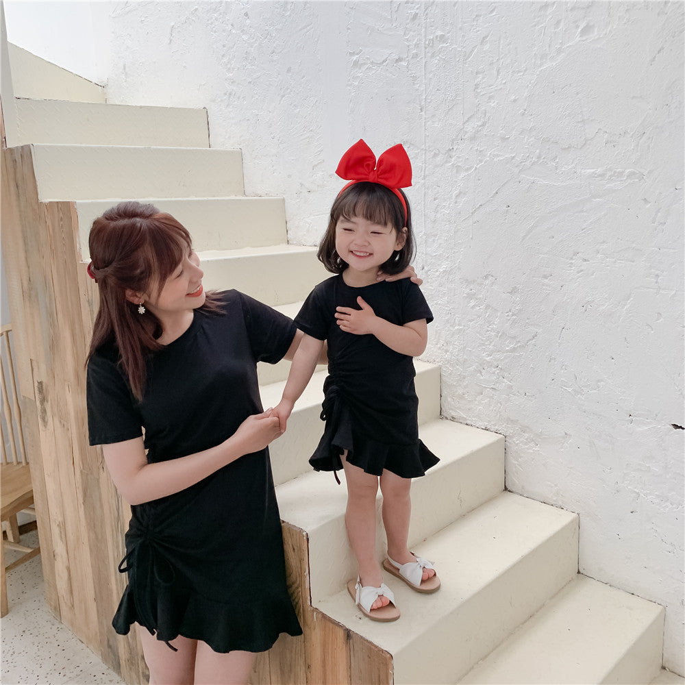 Mommy And Me Baby Kid Solid Color Dresses Wholesale 22060807