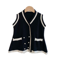 Load image into Gallery viewer, Baby Kid Girls Color-blocking Crochet Vests Waistcoats Knitwear Wholesale 22060815
