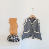 Load image into Gallery viewer, Baby Kid Girls Color-blocking Crochet Vests Waistcoats Knitwear Wholesale 22060815
