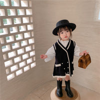 Load image into Gallery viewer, Baby Kid Girls Color-blocking Crochet Vests Waistcoats Knitwear Wholesale 22060815
