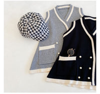 Load image into Gallery viewer, Baby Kid Girls Color-blocking Crochet Vests Waistcoats Knitwear Wholesale 22060815
