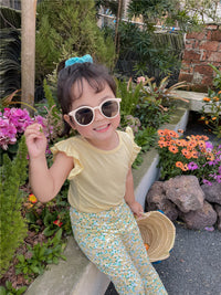 Load image into Gallery viewer, 2 Pieces Set Baby Kid Girls Solid Color T-Shirts And Print Flower Pants Wholesale 220608257
