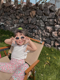 Load image into Gallery viewer, 2 Pieces Set Baby Kid Girls Solid Color T-Shirts And Print Flower Pants Wholesale 220608257
