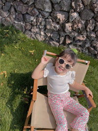 Load image into Gallery viewer, 2 Pieces Set Baby Kid Girls Solid Color T-Shirts And Print Flower Pants Wholesale 220608257
